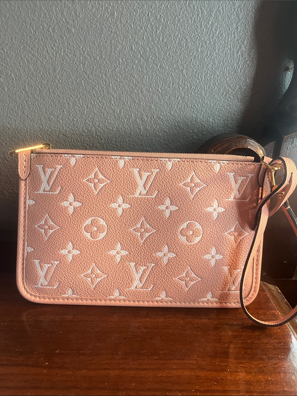 Louis Vuitton Blush Pink Monogram Wristlet Clutch